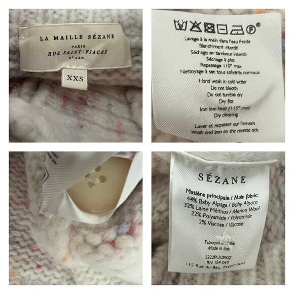 La Maille Sezane Luc Pullover Sweater Ercu Multi Colored Jumper Size XXS - Picture 9 of 12